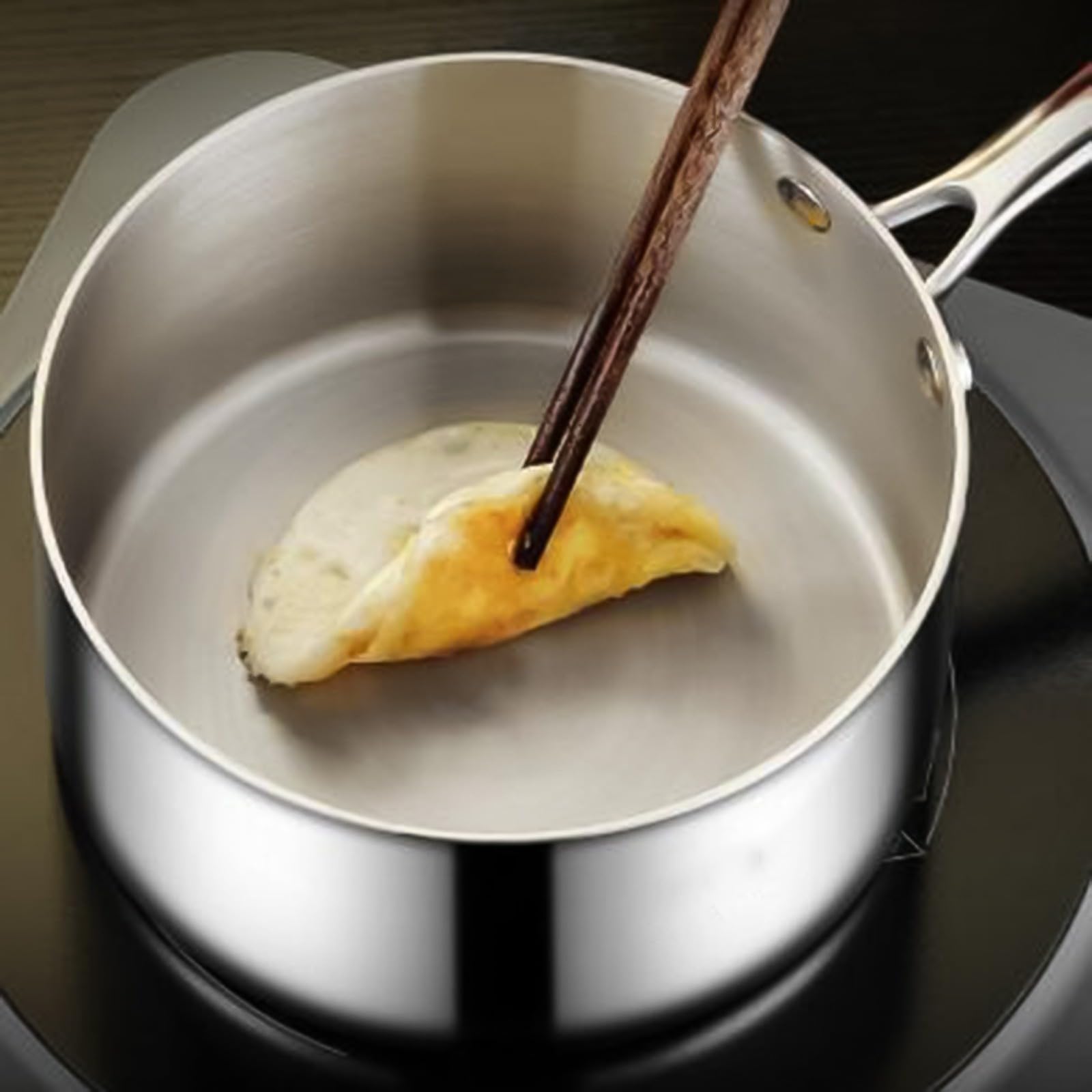Pentola in acciaio inox 316 con coperchio in vetro, non rivestita, per zuppa di noodles latte, zuppa, pentola anche riscaldata per fornelli a induzione a gas, argento, 33,5 x 14,5 x 12 cm