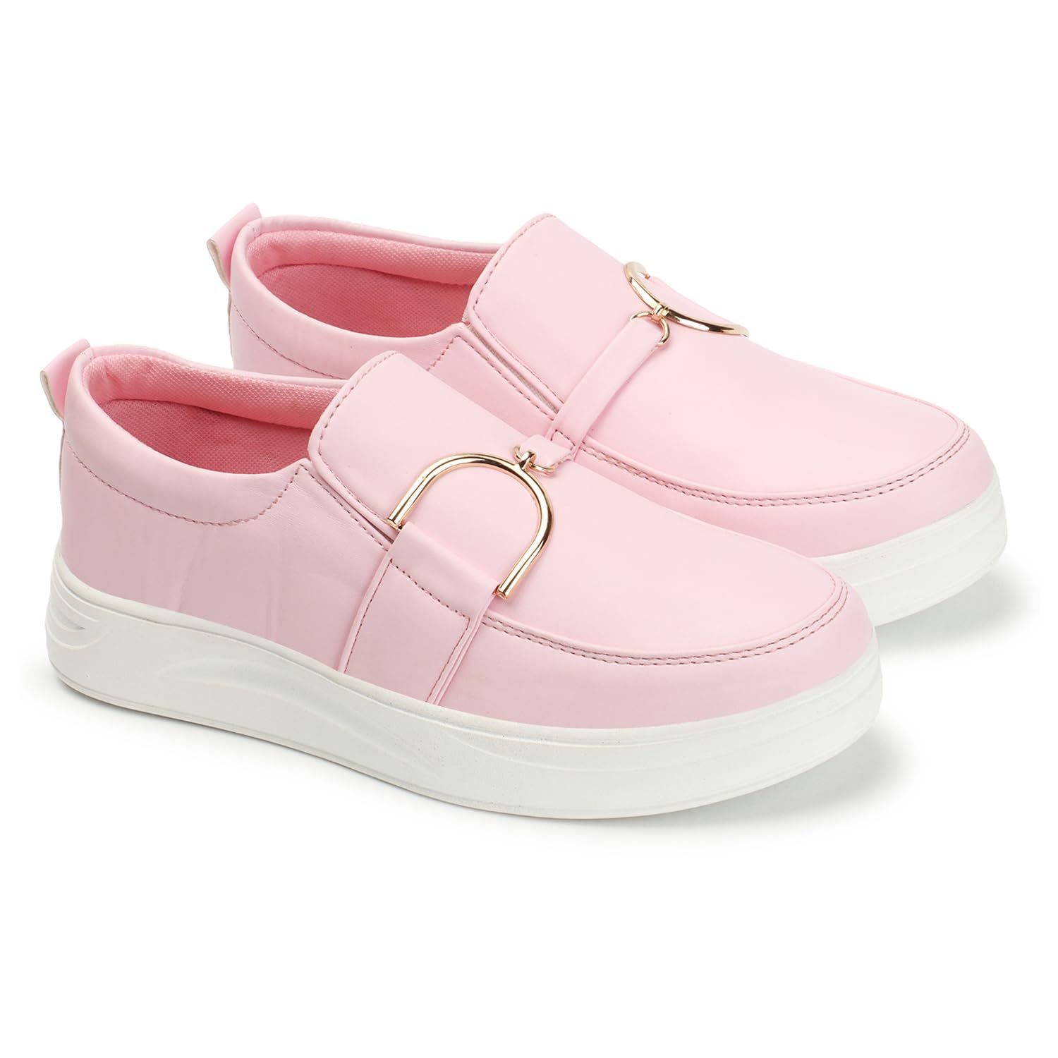 HimQuen Pull on Sneaker for Women New Buckle Ornament Designe Shoe or Women (Pink, 5) (B0CLD397QT) Amazon Price History, Amazon Price Tracker