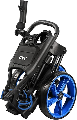 KVV Carrito de empuje de golf de 3 ruedas ultra ligero tamaño plegable más pequeño, soporte para tarjeta de puntuación de nueva versión