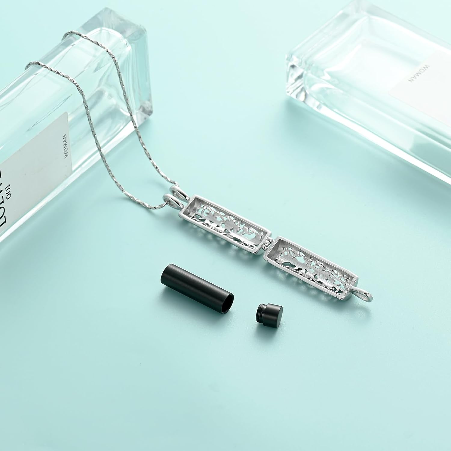 Cylinder Bar Cremation Jewelry Tree of Life Urn Ashes Necklace for Women Men Stainless Steel Vial Cremation Ash Pendant Holder Loved One's Ashes Keepsake Memorial Jewelry - Image 7