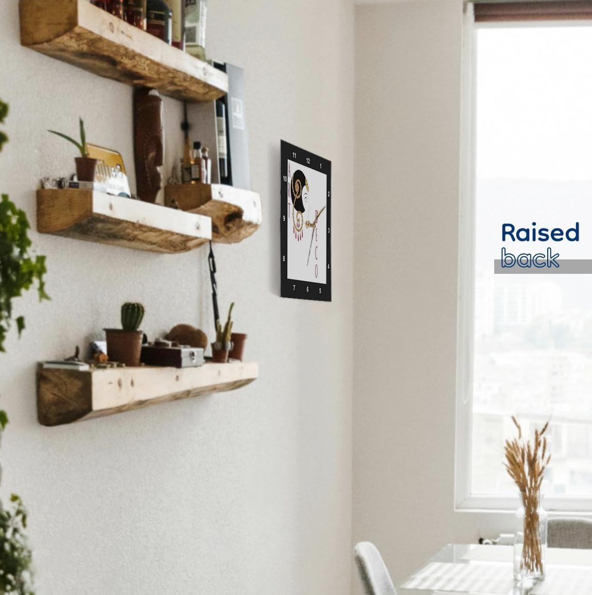 3dRose Wall Clock Silent - 13 inch - Art Deco with Black Border - Décor II