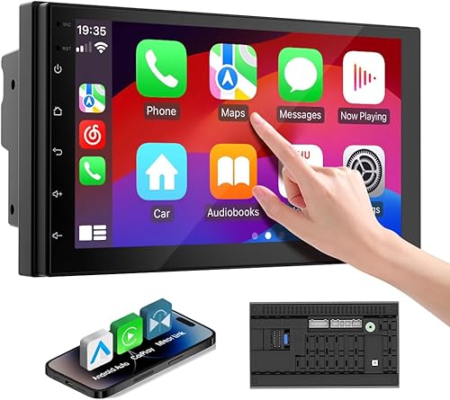 Pantalla Carplay de doble DIN de 7 pulgadas, con CarPlay inalámbrico y Android Auto Car Stereo, Radio HD Touch para automóvil con enlace de espejo,