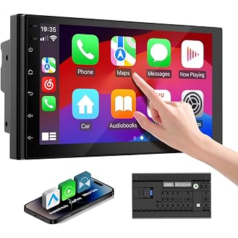 Haudio 7 Zoll 2 Din Radio Android mit Wireless CarPlay & Wireless Android AutoTouch Display AutoradioBluetoothAUXAM/FMMirror LinkGPS-Navigation|Android CarPlay Bildschirm-Ohne R ckfahrkamera