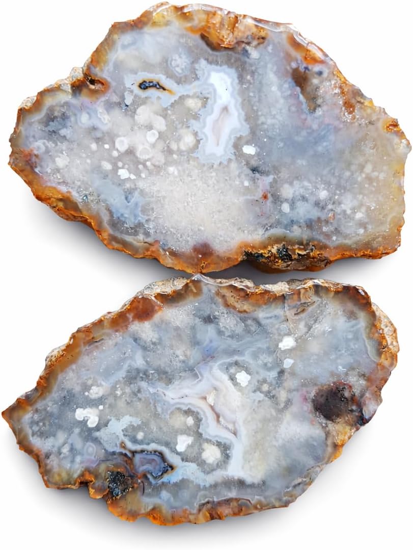 Polished Flower Agate: White Snowflake Lace Bands, Healing Stone (200g)