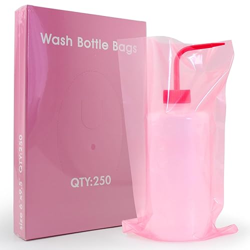 Bolsas para botellas de tatuaje, color rosa, 250 unidades, cubierta de botella dental, bolsas para botellas de lavado de tatuajes, bolsas para