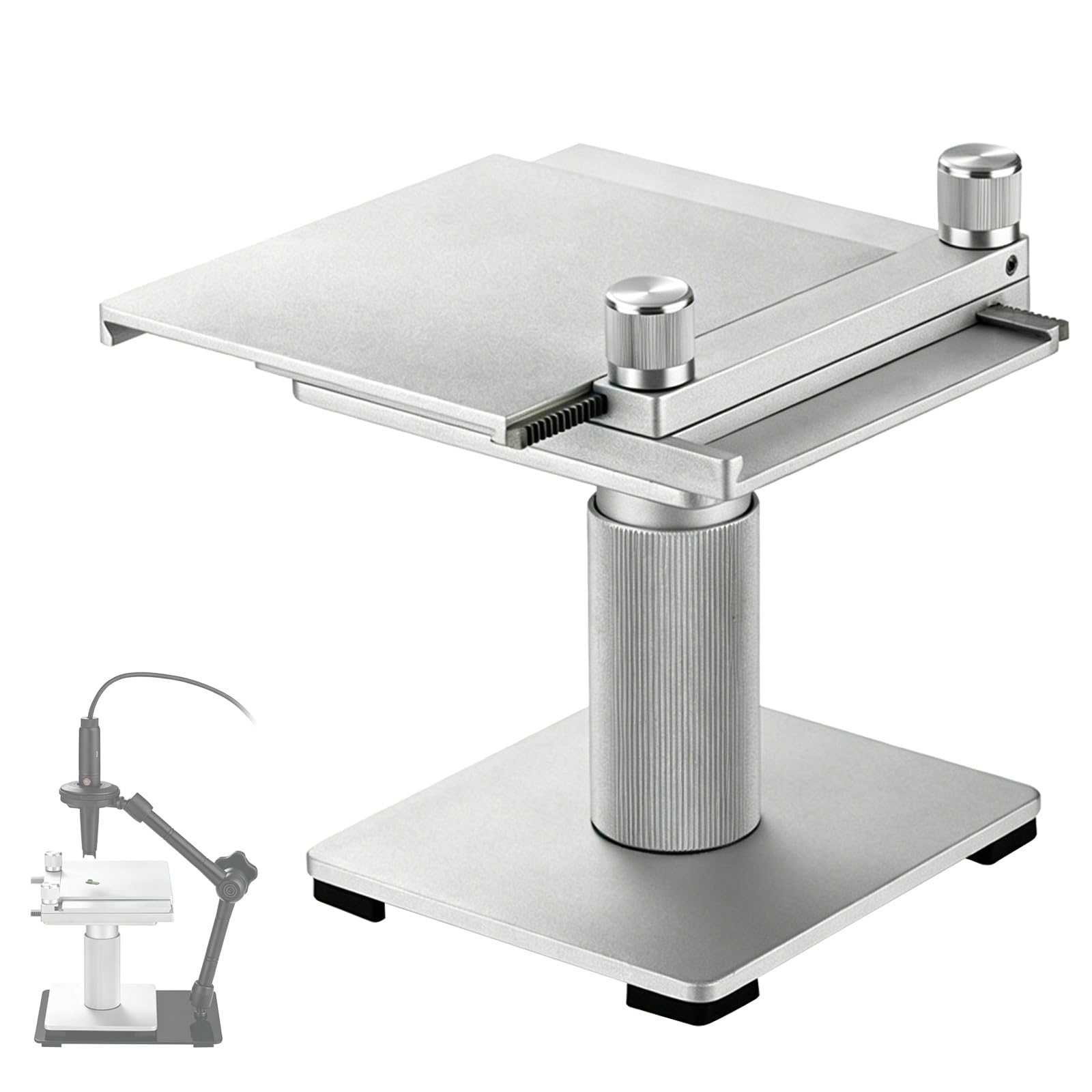 Scène de glissement XY pour microscope avec support élévateur vertical et plateau 105x105 mm