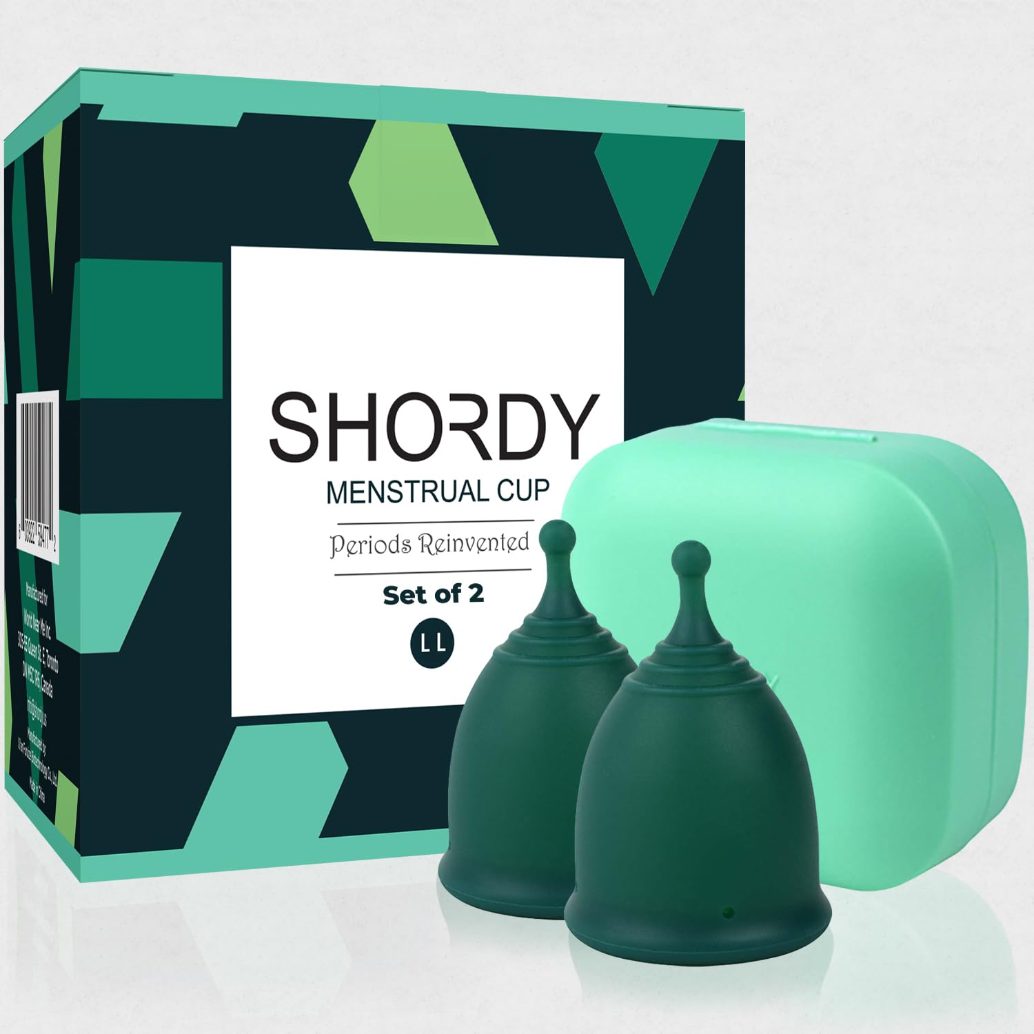 Shordy Reusable Menstrual Cups Set of 2 with Travel Box, Up to 12 Hours of Comfort-Fit Protection, Feminine Hygiene Protection, Odorless, Hygienic and Safe, Eco-Logical (Large (Pack of 2))