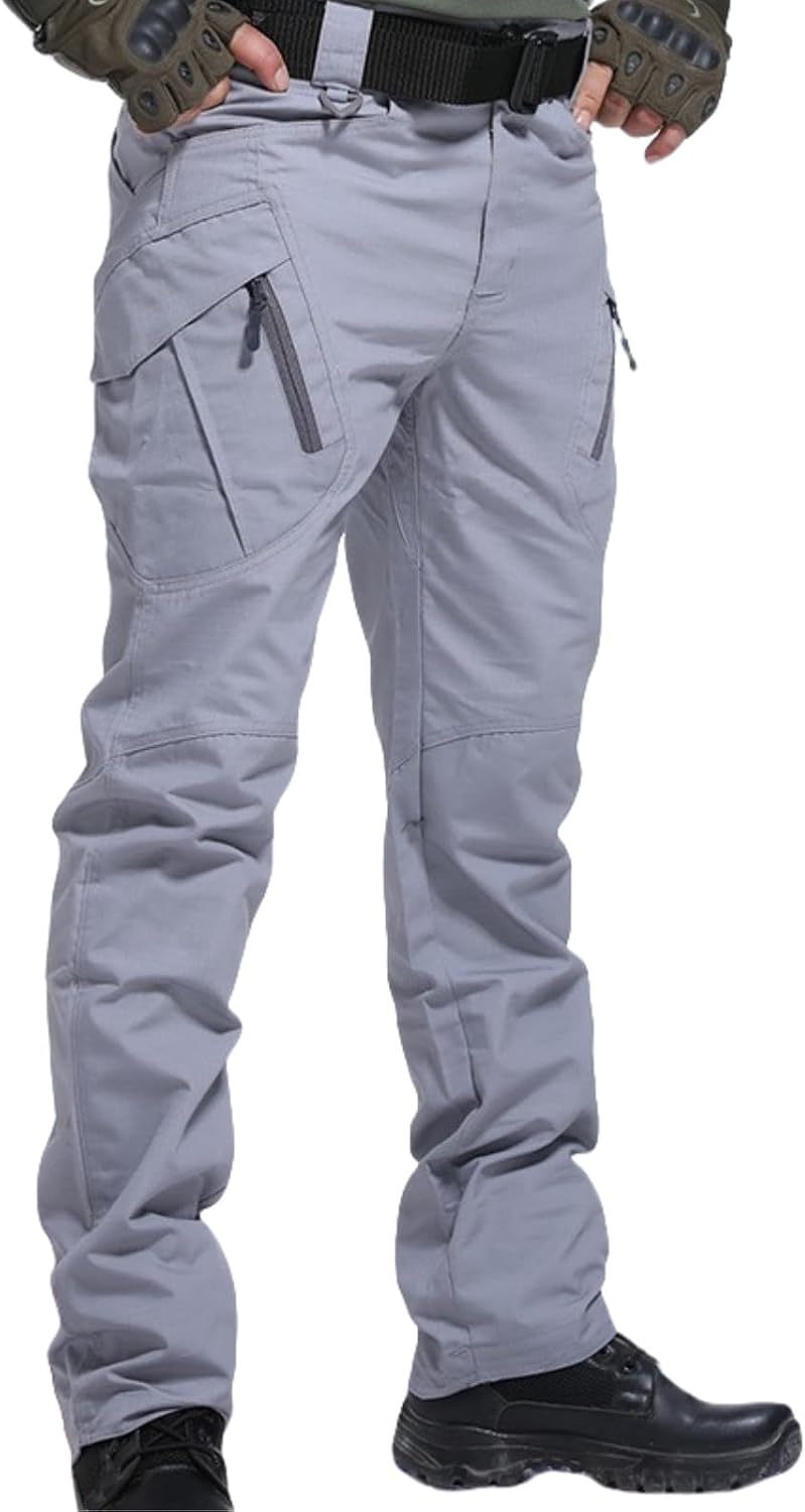 Herren Cargo Combat Jeans Hose Gummibund Hose Khakihosen Taschen Freizeit