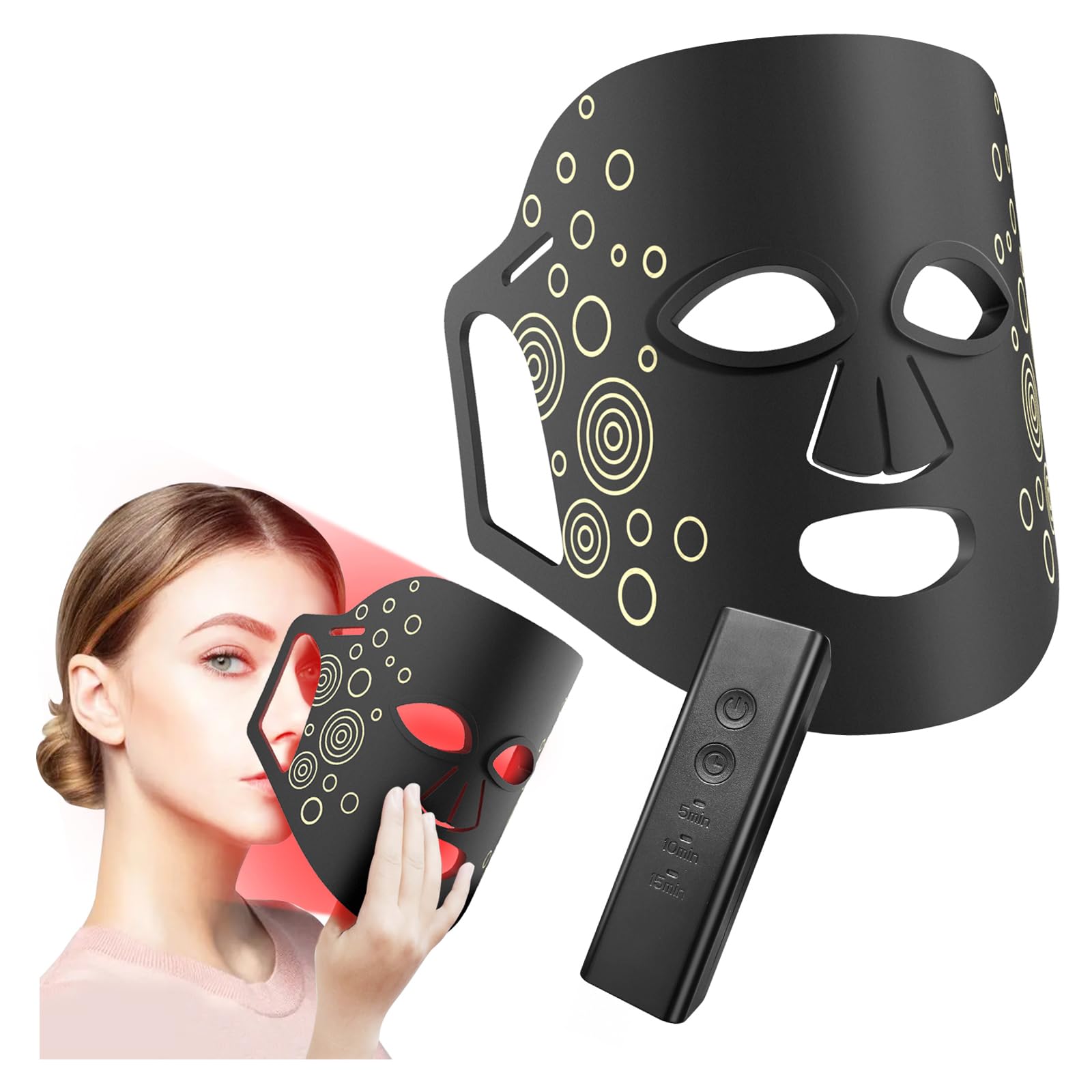 Led Face Mask Light Therapy FSA/HSA Eligible Blue and Red Light for Wrinkle Acne 7 Colors LED Photon Spa Facial Skin Care Mask for Reduction Skin Rejuvenation Anti-Aging