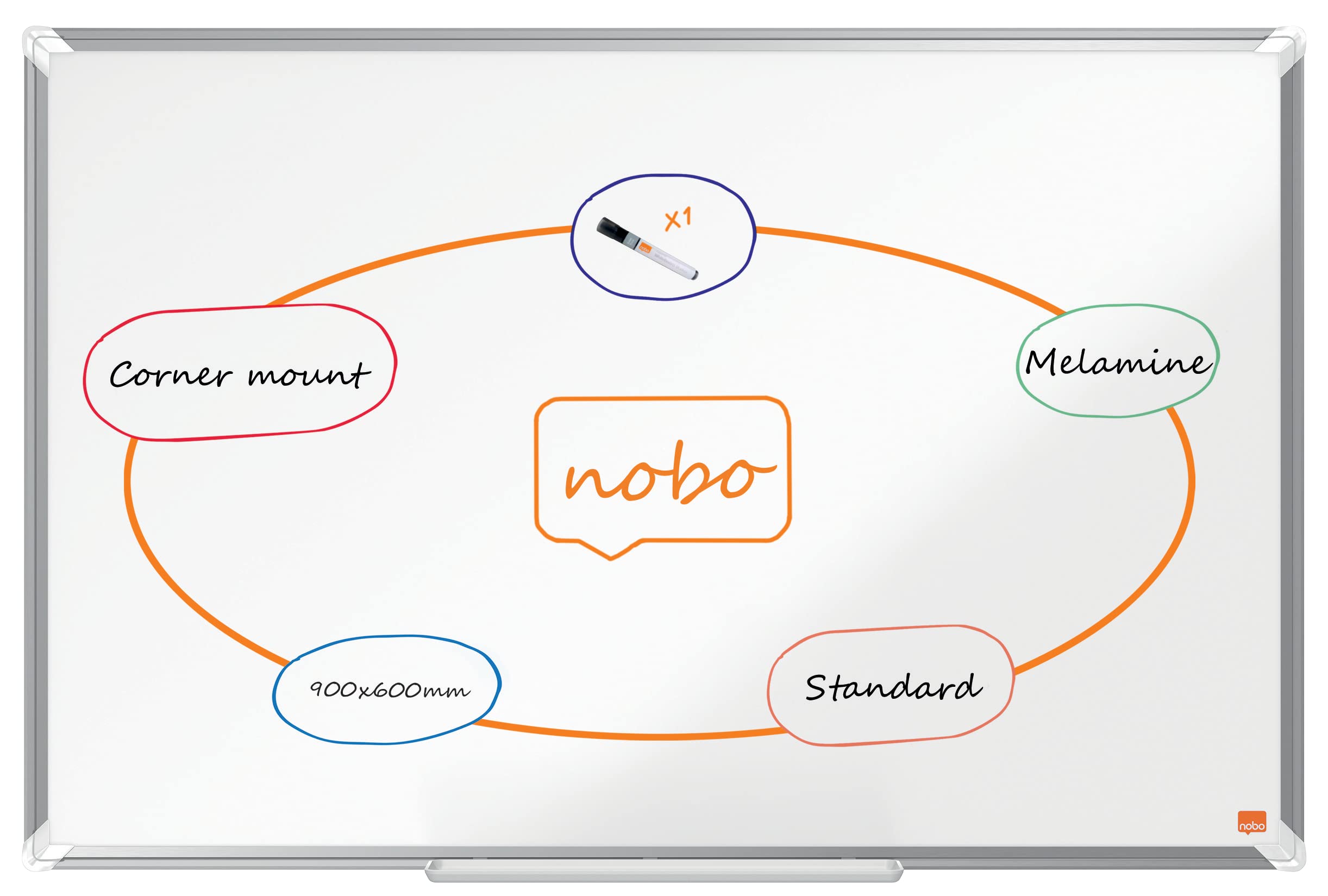 Nobo Premium Plus Melamine Whiteboard 900x600mm