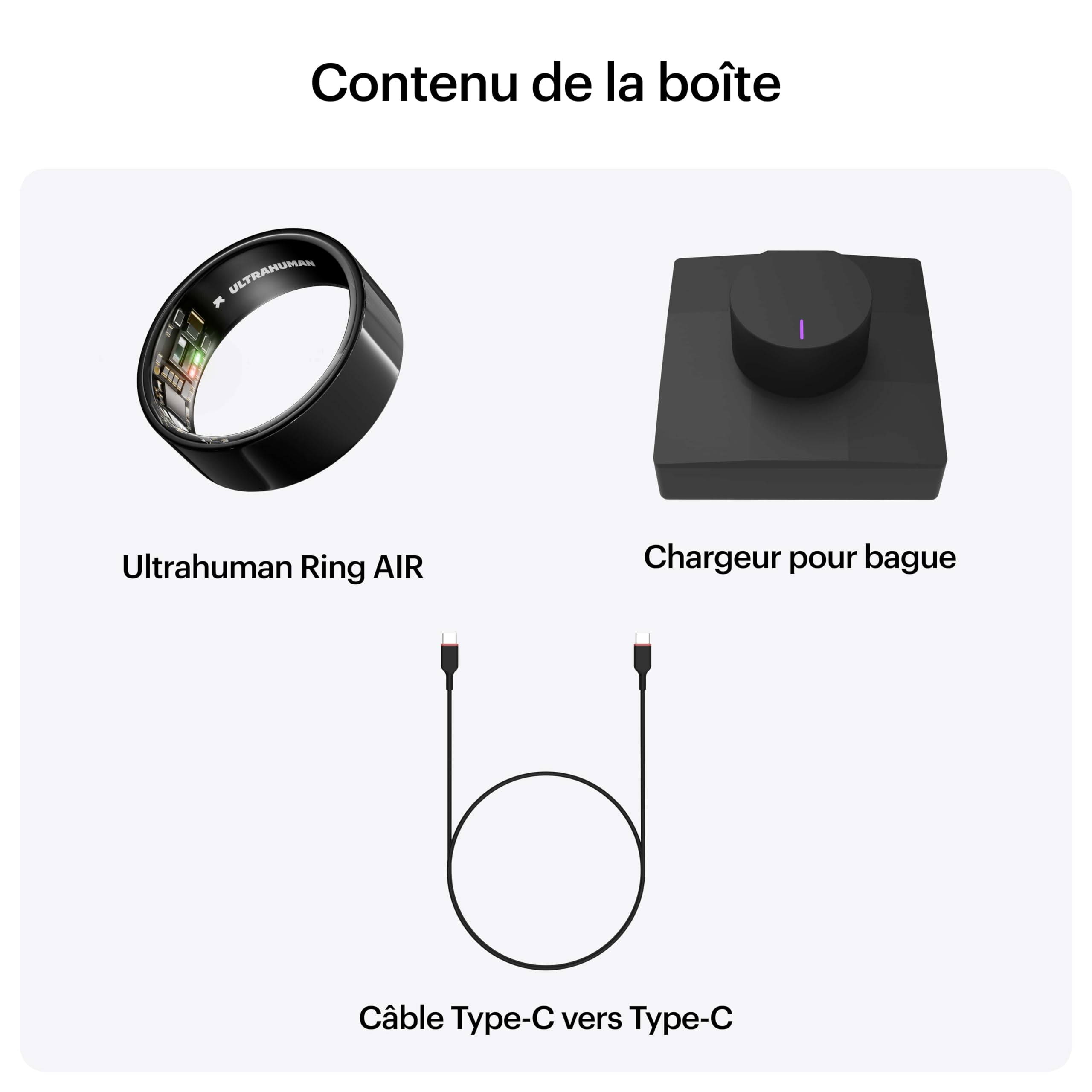 ULTRAHUMAN Ring AIR – Bague connectée de Suivi de santé, Choisissez d’Abord Votre Taille grâce au kit de Mesure ; Suivi du Sommeil ; Bague Intelligente pour Hommes et Femmes (Noir Aster, 12)
