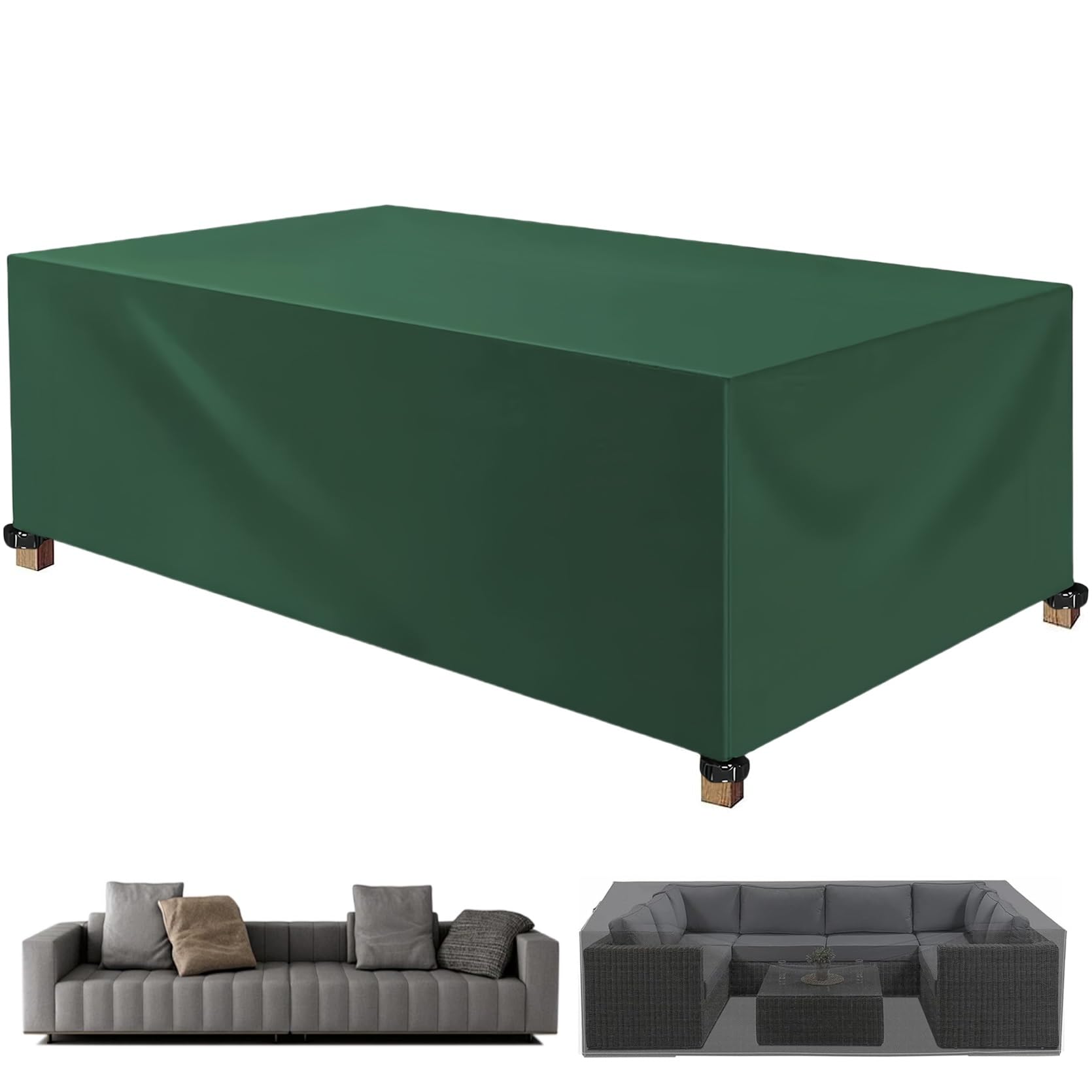 XUEQXUE Cube Garden Furniture Cover 210 x 130 x 65 cm(L x W x H) Patio Table Cover Furniture Covers, Rain Snow, Dust, Waterproof, Garden Outdoor Table Cover, for Any Furniture, Green — image 1
