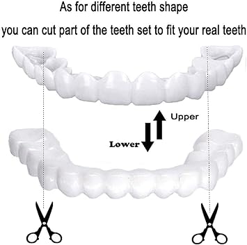 2 Pairs Cosmetic Veneers Teeth Temporary Dentures Teeth Instant Teeth Top and Bottom Veneers, Comfort Dentures for Bad Teeth [Energy Class A]