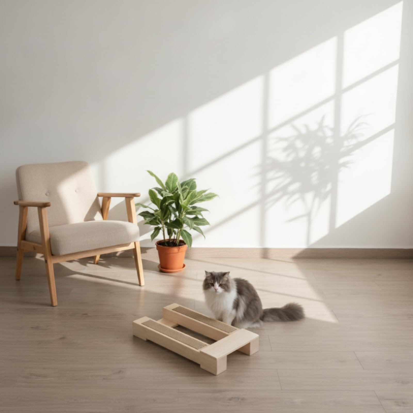 Kratzbrett Katze Kratzboard Kratzmatte Kratzmöbel aus Massivem Kiefernholz mit Sisalfläche für Rutschfestes Kratzen Und Zuchtunterstützung für Wohnung, Style to 2