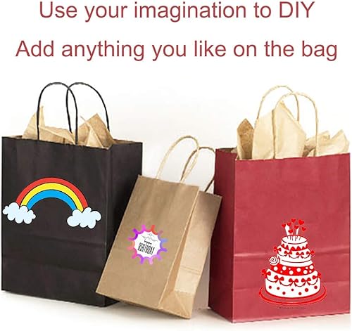 Vista 100 de AZOWA Bolsas de regalo de papel Kraft con manijas, suministros para fiestas, Celeste (Baby Blue), XS Azul bebé,Azul,Pasto verde,Rosa