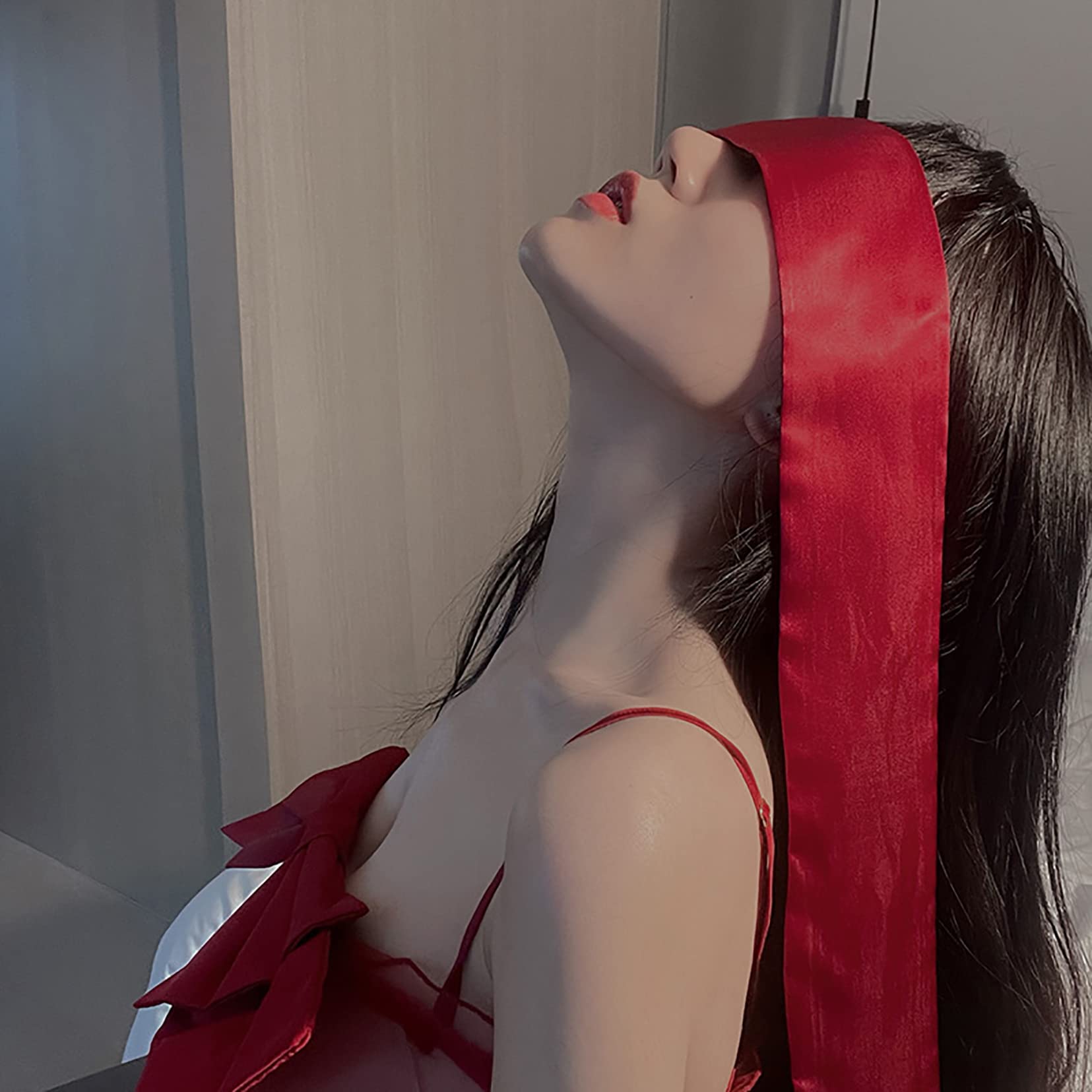 Bende Sexy Erotiche Benda Occhi in Raso Benda Occhi Seta Benda Occhi Nera+Rossa Bende per Letto Sessuale in Raso per Coppie Adulto Maschera per Dormire Games Bende Morbide e Vellutate Sexy