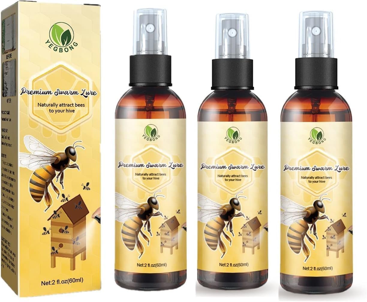 Honey Bee Attractant Swarm Rustler Bee Trap, Bee Attractor Spray, Swarm Attract, Carpenter Bee Swarm Lure Bait, Bottle For Catching Honey Bee Swarms Natural Swarm Attract (3pc)