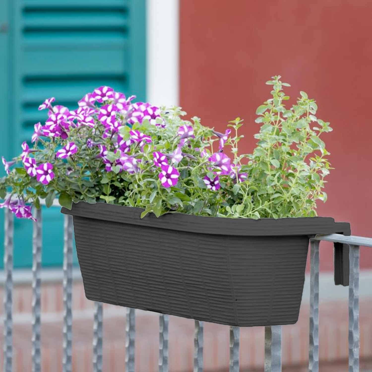 FRANKYSTAR Golondrina 60 - Juego de 6 Maceteros Colgantes Balconeras Trenzadas de 60 cm con Ganchos Ajustables y Reserva de Agua