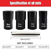 Vista 2 de NORTOOLS Juego de 5 piezas de llaves giratorias de 1/2 pulgada, kit de herramientas extractoras de tuercas y pernos de 6 puntos, herramienta