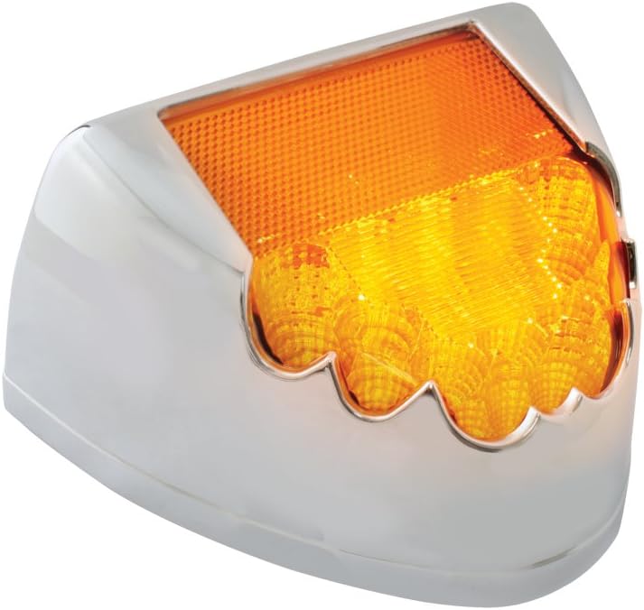 Grand General 77233 Amber Spyder 42-LED Peterbilt Headlight Turn Signal Sealed Light with 3 Wires for Front/Park/Turn Functions and Clear Lens
