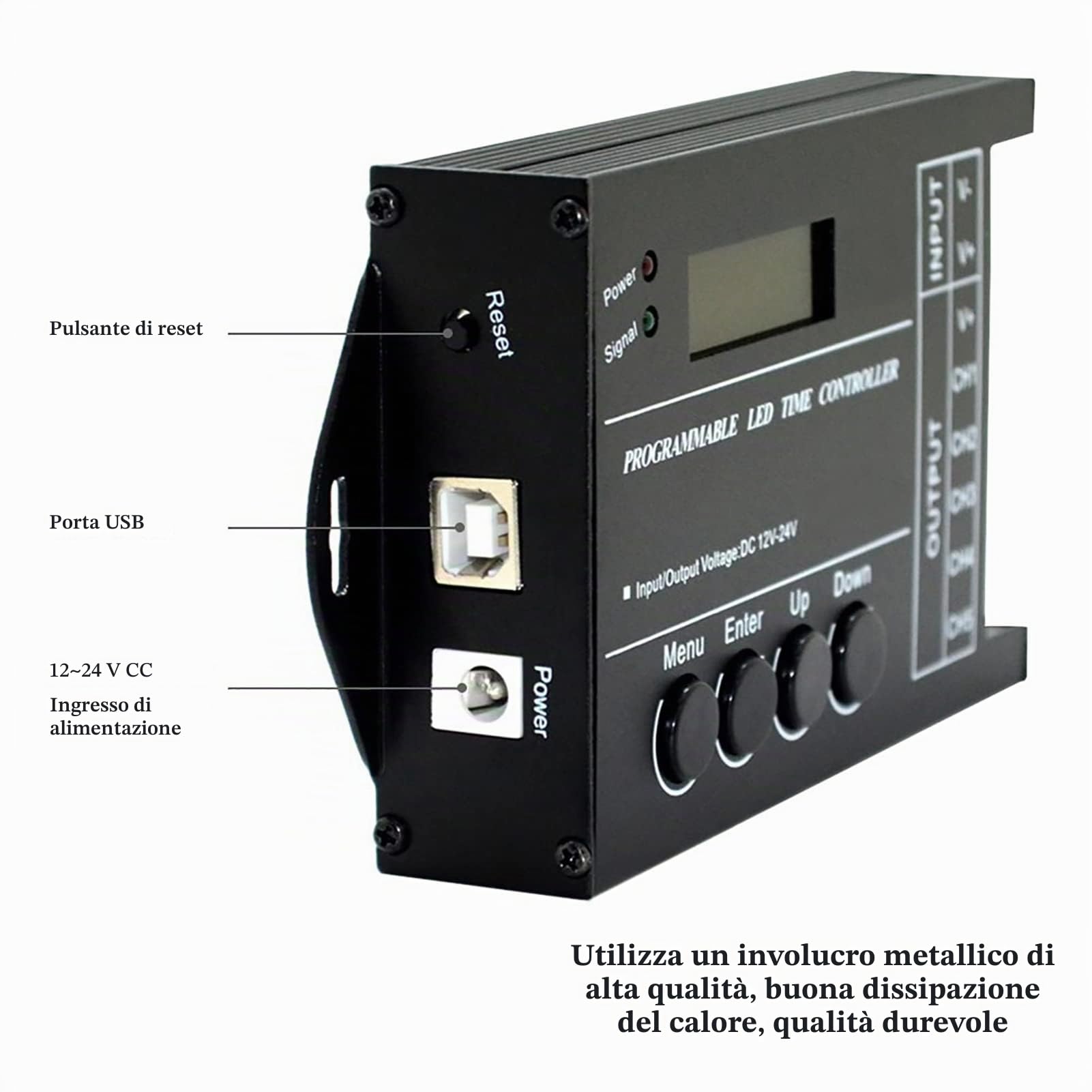 MAGT Timer Programmabile Digital Led Regolatore Per Led, 1 Imposta DC12/24V 20A Timer Digitale Programmabile 5 Canali Regolatore di Tempo a LED Programmabile Regolabile a Colori con Cavo CD USB