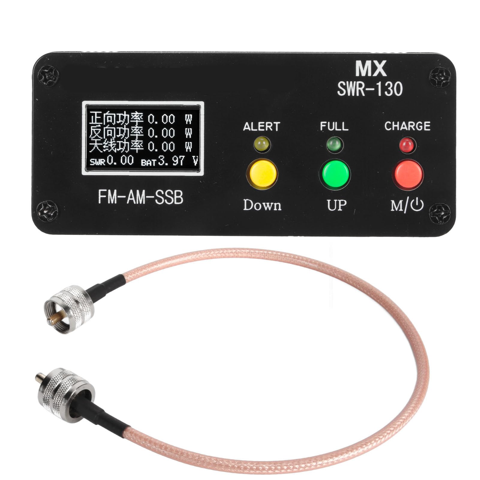 Miernik SWR, Miernik Mocy SWR Cyfrowy Miernik Mocy SWR VHF UHF, Bateria Litowa 1000 mAh, Organiczny Wyświetlacz Diodowy 128X64, Tryb SSB Maksymalnie 200W, Ponad 200W Alarm Dźwiękowy