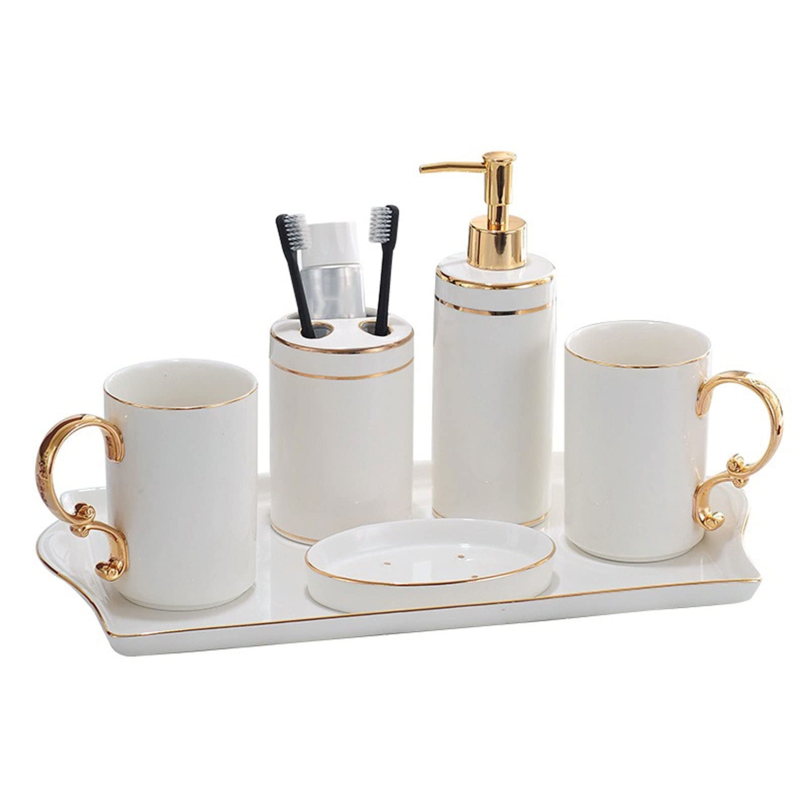 Seifenspender Moderne weiße 6-teilige Set Keramik Küche Seifenspender,für Home Hotel Badezimmer,Küche Hotel Badezimmerzubehör Lotionsspender