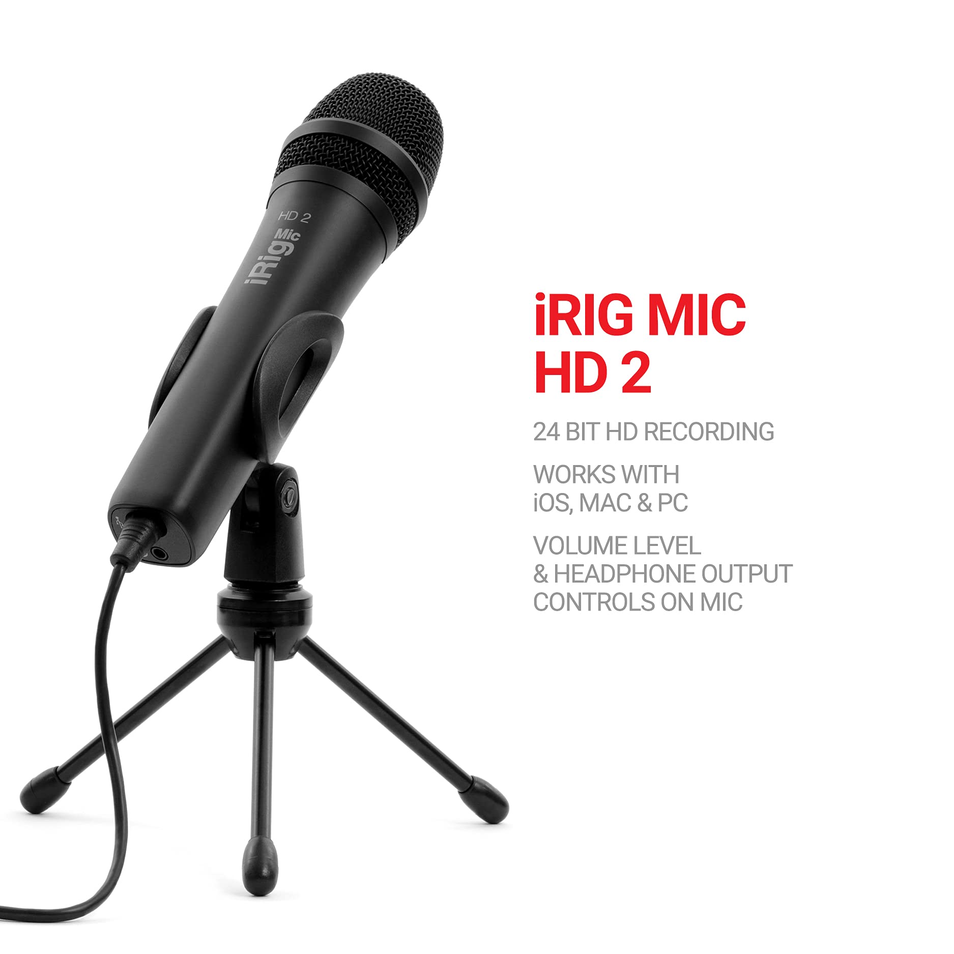 iRig Video Creator HD Bundle - kit profesional de vídeo y streaming para smartphones (micrófono de condensador de mano USB HD, convertidor de 24 bits, soporte móvil, iOS y Android) negro