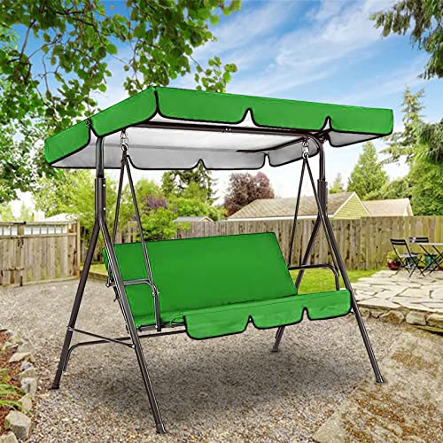 Patio Swing Canopy Waterproof Top Cover Set, Swing Replacement Top Cover + Swing Cushion Cover For Patio Swing Garden Swing Outdoor, All Weather Protection Porch Swings (74.8X59.97X5.9 In, Green) #TOP5