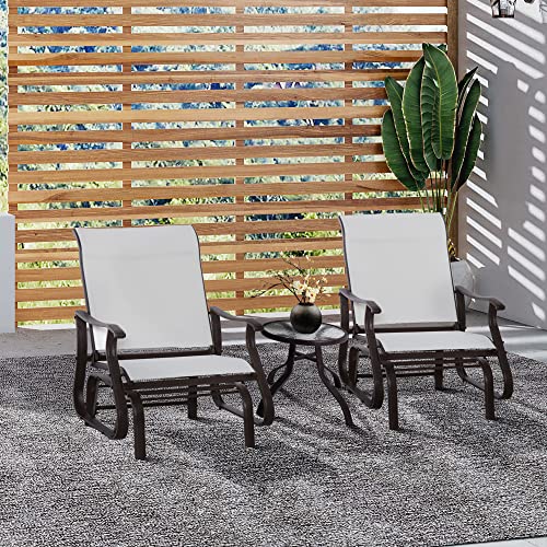 Outsunny Outdoor Swing Glider Chair, Patio Mesh Rocking Chair With Steel Frame For Backyard, Garden And Porch, White #TOP1