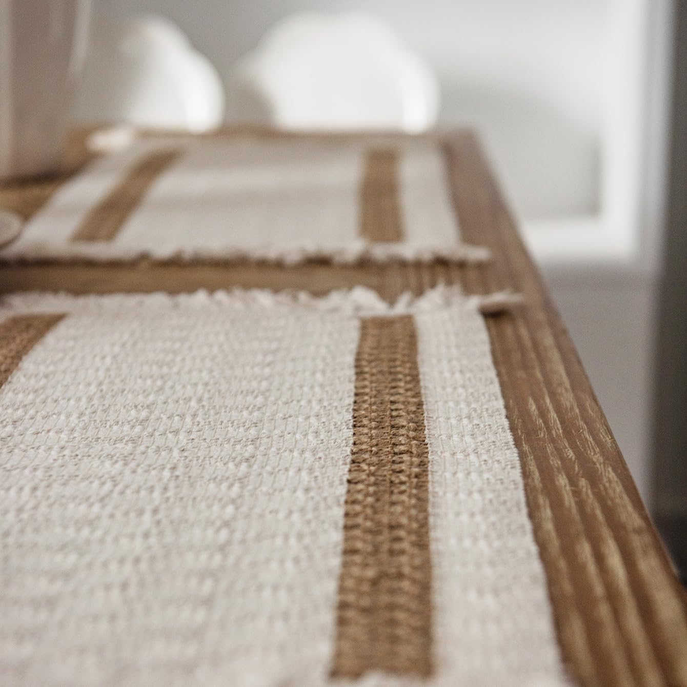 Boho-Tischsets Aus Baumwolle-Leinen – 4er Set In Naturfarben, Ideal Für Esstisch & Deko