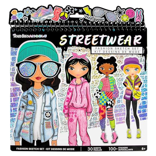 Image of Fashion Angels Streetwear Design Portfolio | Includes 30 Sketch Sheets, Stencil Sheets, Stickers & Inspiration Guide, Ideal Drawing Kit for Girls Ages 6+