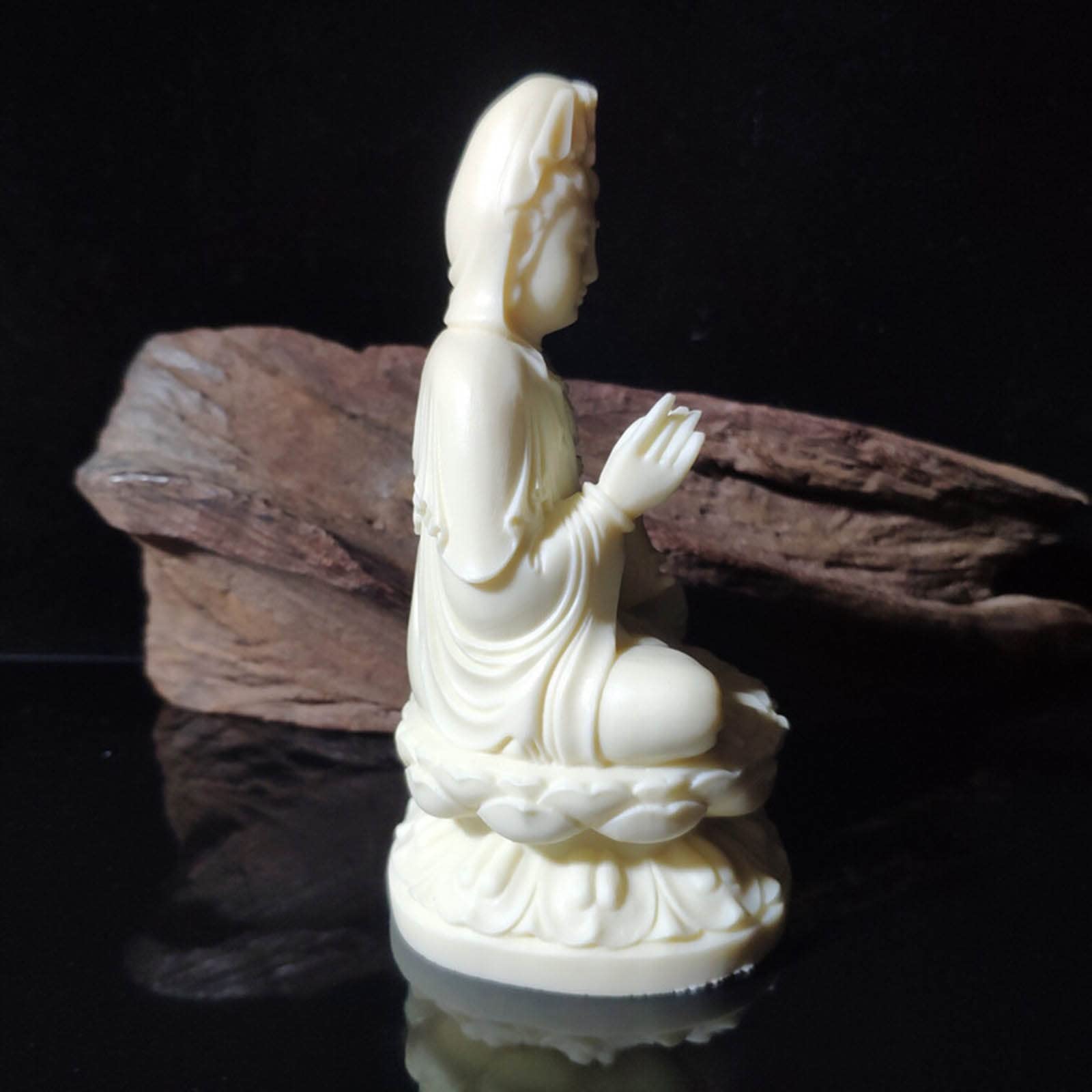 Amazon.co.jp: 彫像 蓮の像に座る観音女性仏、Avalokiteshvara Kwan