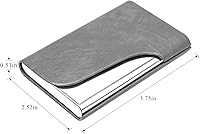 Vista 5 de Padike Tarjetero de cuero y acero inoxidable para tarjetas de presentación, tarjetero tipo cartera para tarjetas de crédito (gris)