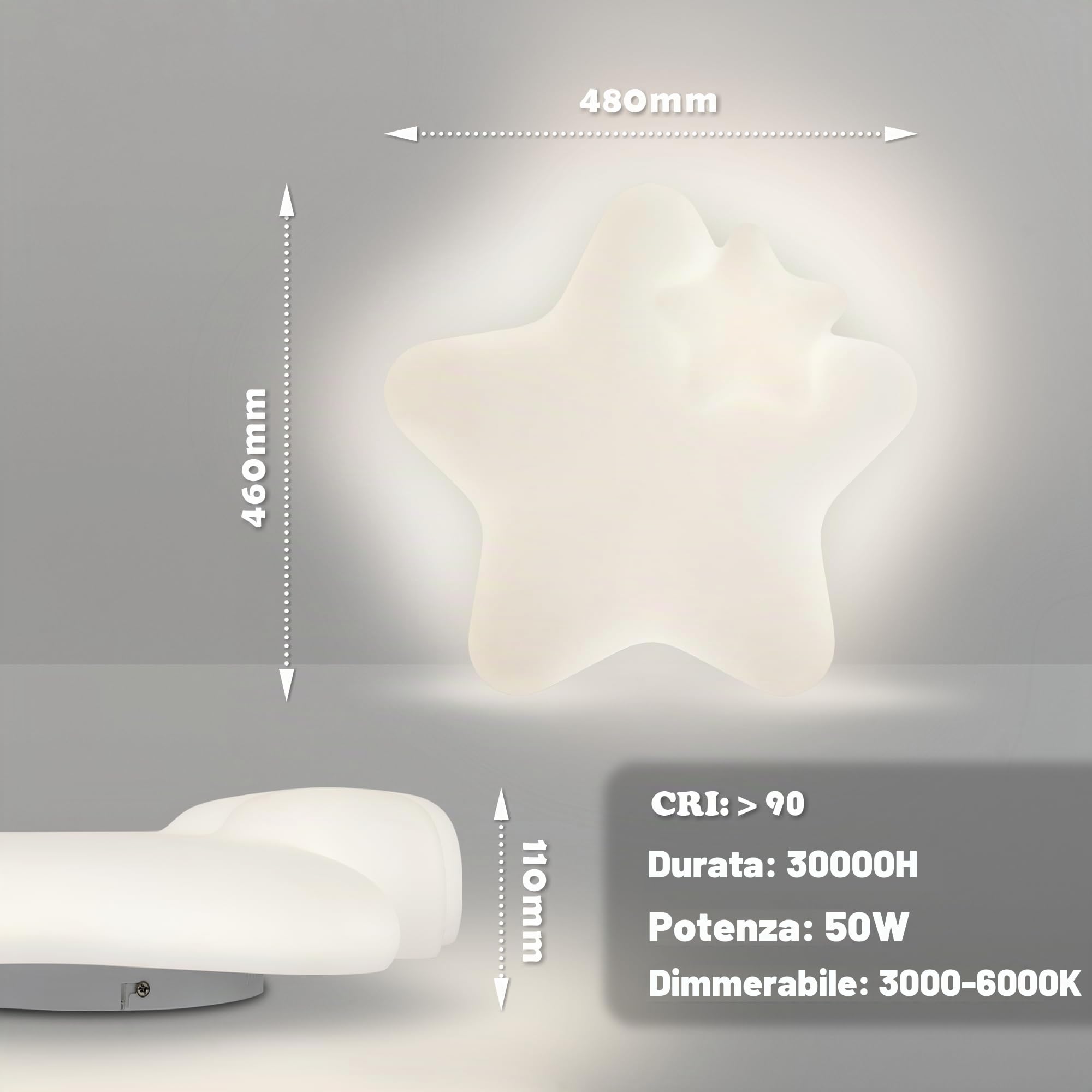 Lampadario Cameretta Bambini 48CM, Lampadario LED Dimmerabile | Plafoniera LED Soffitto Dimmerabile 3000K-6000K per Camera da Letto,Soggiorno,Salone,Camera dei Bambini,50W con Telecomando
