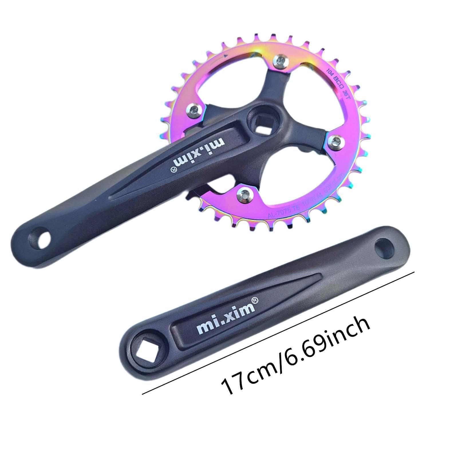 Qianly Guarnitura a velocità Singola, Perno da 170 Mm, per Mountain Bike, con Corona Rotonda di Ricambio a E Larghi da 104BCD.