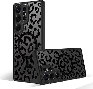 Magnetic Case for Samsung Galaxy S26 Ultra [Compatible with MagSafe] Black Leopard Case for Women Girls Soft TPU Bumper Hard PC Back Anti-Fall Shockproof Protective Slim Cover A4