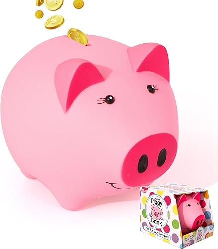 Miniatura 10 de Laebuild Alcancía para niños, alcancía de plástico azul para niñas, con forma de cerdo, hucha irrompible para niños pequeños, bancos para niños para