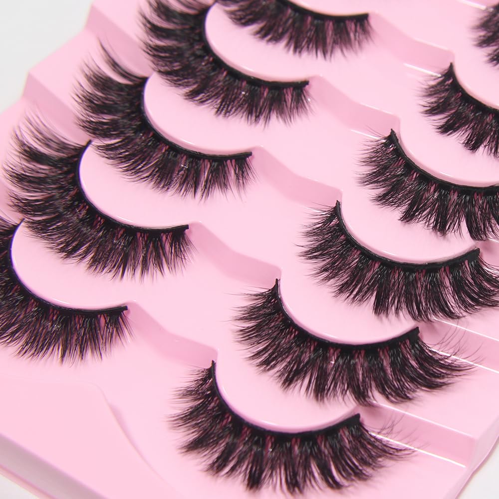 AKARA Ciglia Finte Naturali 7 Paia 3D Ciglia Finte False Eyelashes Visone Artificiale (3D-BN06)
