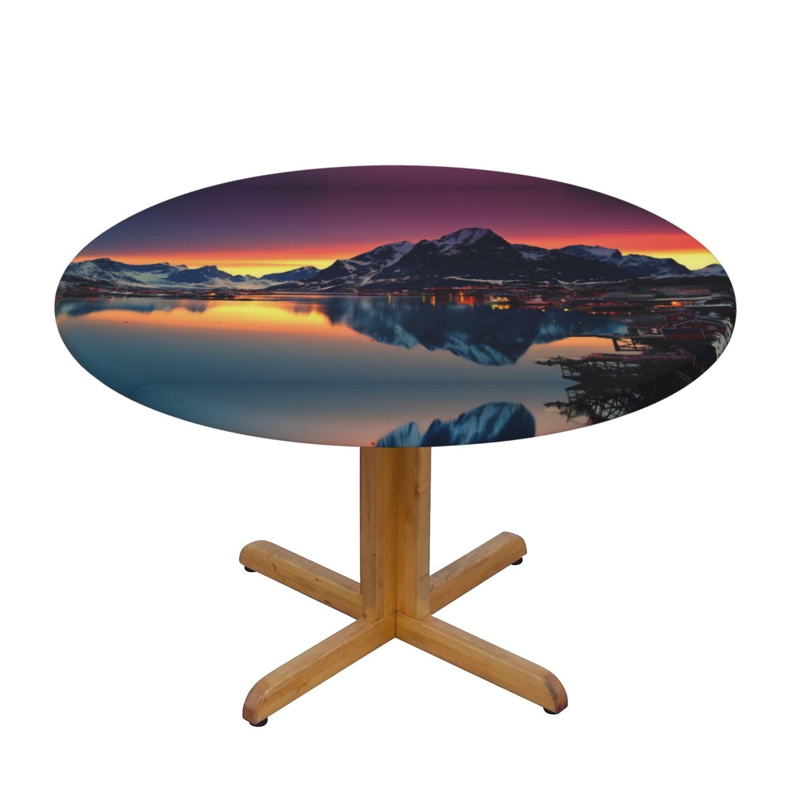 ZQYTGFDC Norway Islands M Decorative Round Tablecloth Waterproof Anti Stain Oil Proof Size for 40 50 inch