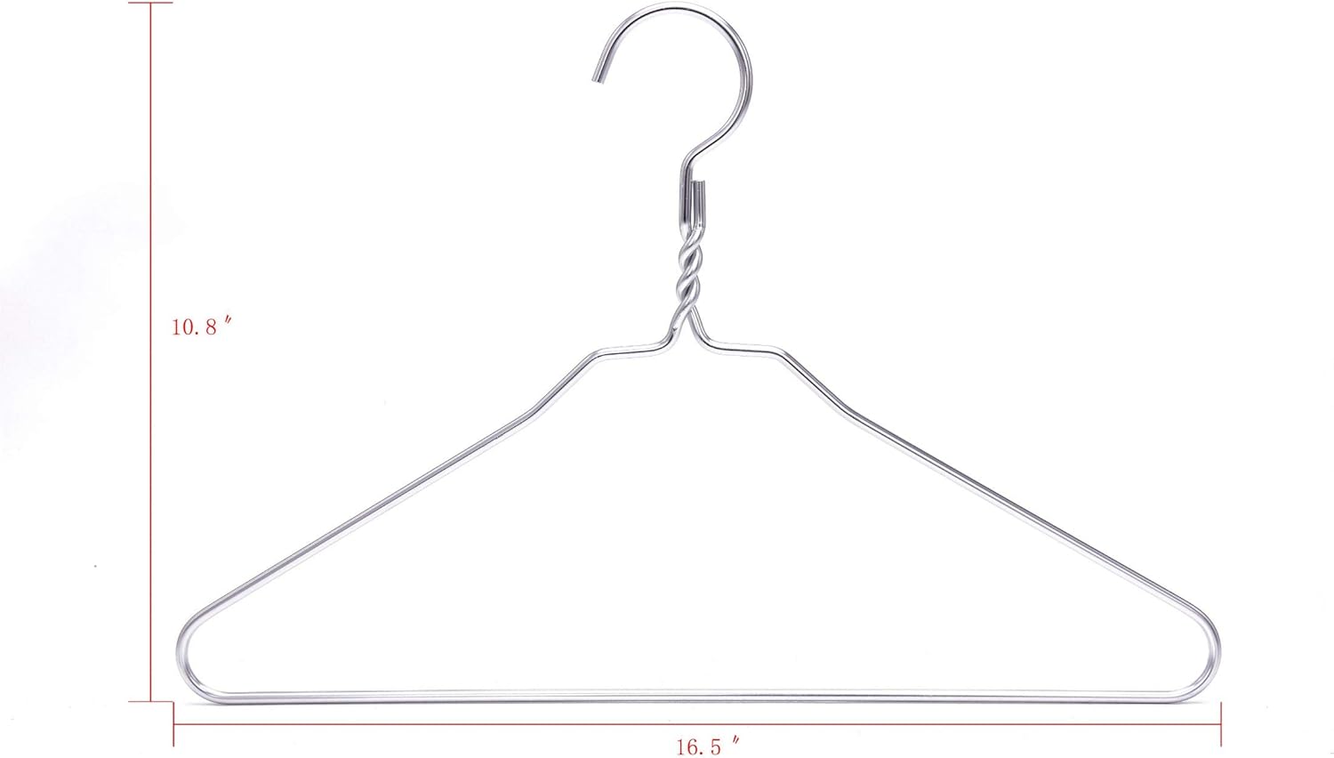 Quality Hangers Silver Aluminum Metal Coat Hangers Heavy Duty Suit Hangers 10 Pack (Adult Size Coat Hanger)