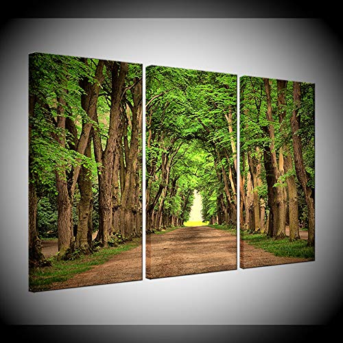 Peinture paysagère sur toile premium : œuvre d'art murale triptyque forêt