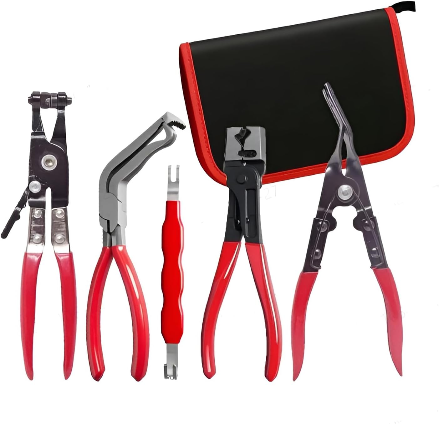 5-Piece Automotive Electrical Disconnect Pliers Kit,Professional 5-Piece Automotive Pliers Kit for Electrical Connector Removal and Hose Clamp Repair (1 SET)