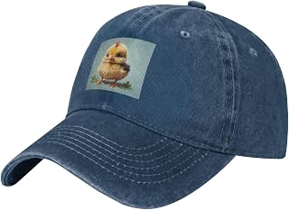 Black Aldult Denim Baseball Cap Baby Chicken Printed Adjustable Cotton Hat for Men and Women