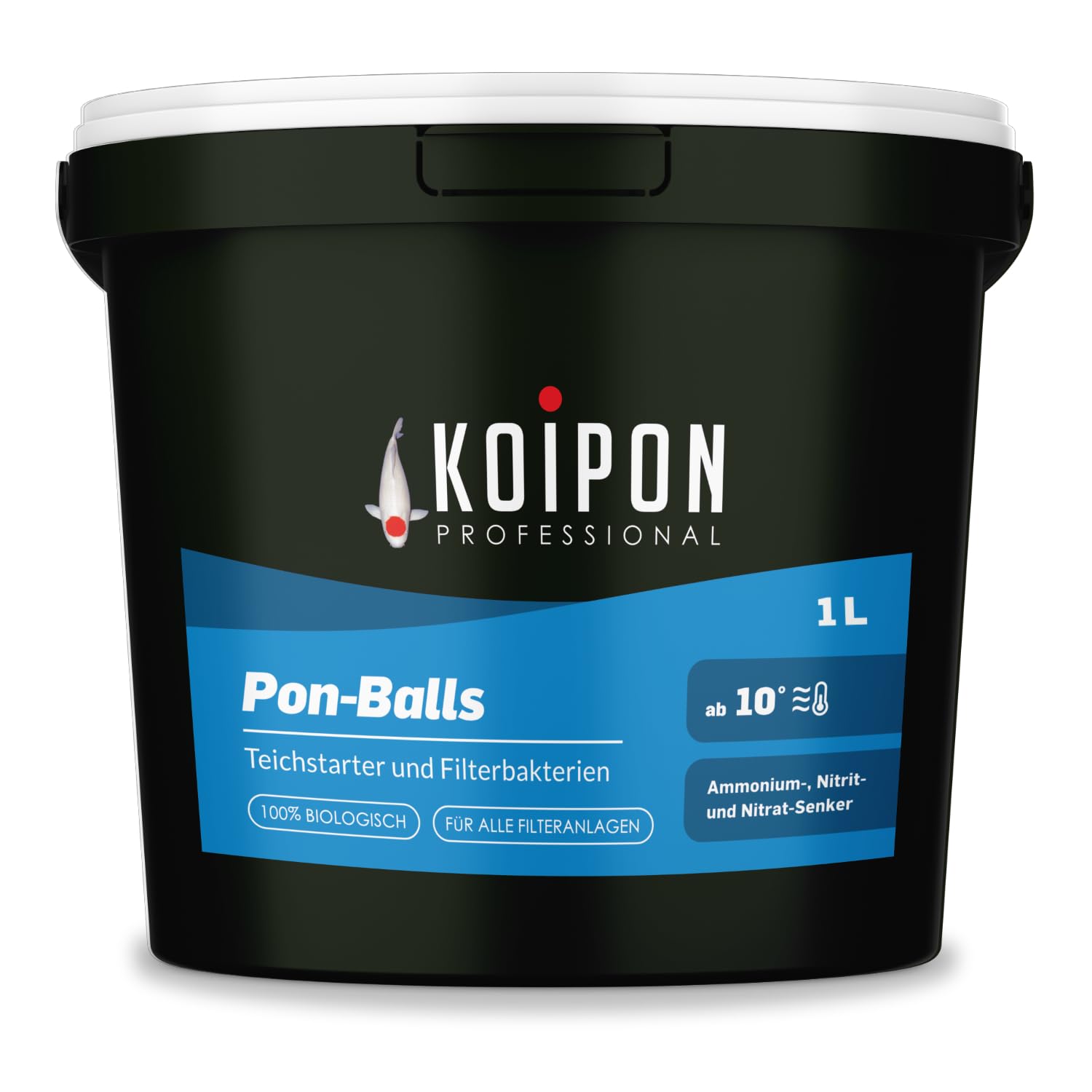 KOIPON Pon-Balls 1L Filterstarter | Nitrifizierende Bakterien & Mikroorganismen | Teichstarter | Teichbakterien zur Teichpflege von Gartenteich, Fischteich, Schwimmteich | Filterbakterien-Gelkugeln