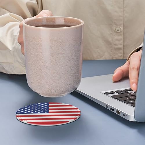 Miniatura 7 de 6 posavasos de cuero con bandera estadounidense para bebidas con soporte, juegos de posavasos para mesa de bebidas, posavasos para sala de estar,