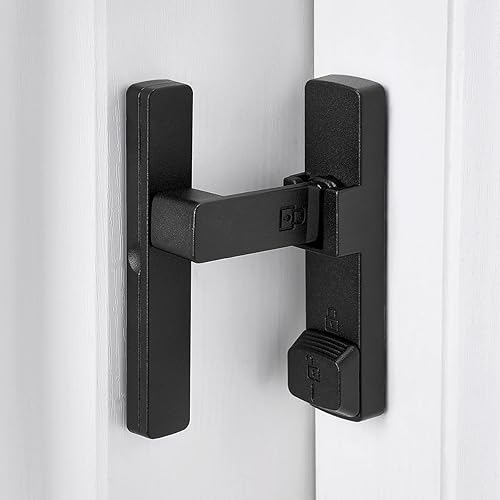Cerradura de puerta de granero de 90 grados negro mate, herrajes para puerta abatible, cierre de puerta de ángulo recto de aleación de zinc, protege
