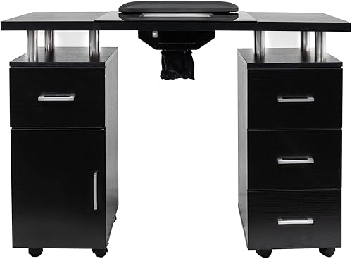 Mesa de manicura GLASS GLOW BLACK II Salon Nail Table Salon Muebles y equipos, versión ligera