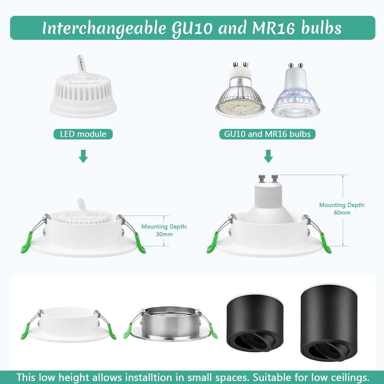 GeyouLux LED Módulo 230V Ultraplano ø50x23mm para Focos - 6W 600LM IP44 Ángulo de Haz de 120° Blanco Cálido Blanco Natural Blanco Frío Regulable - Sustitución de Bombillas MR16/GU10-10 Piezas