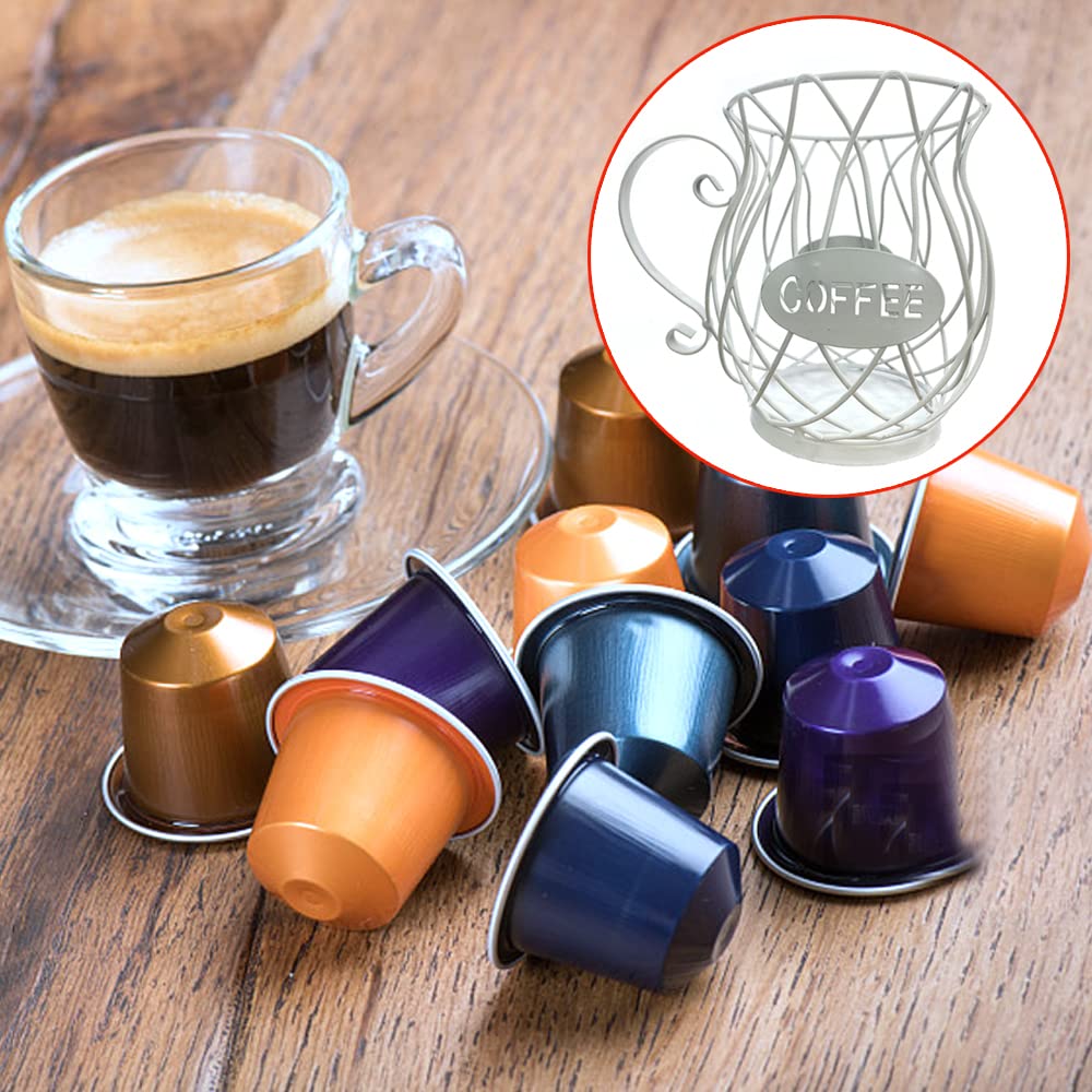 Canasta de almacenamiento de café, Cesta De Cápsulas De Café, Cesta Almacenamiento Cápsulas Café Soporte, Cesta De Almacenamiento De Cápsulas De Café para Cápsulas De Café (Blanco)